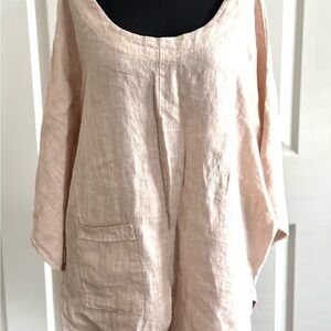 Linen Blush Colored Linen Top with Pocket